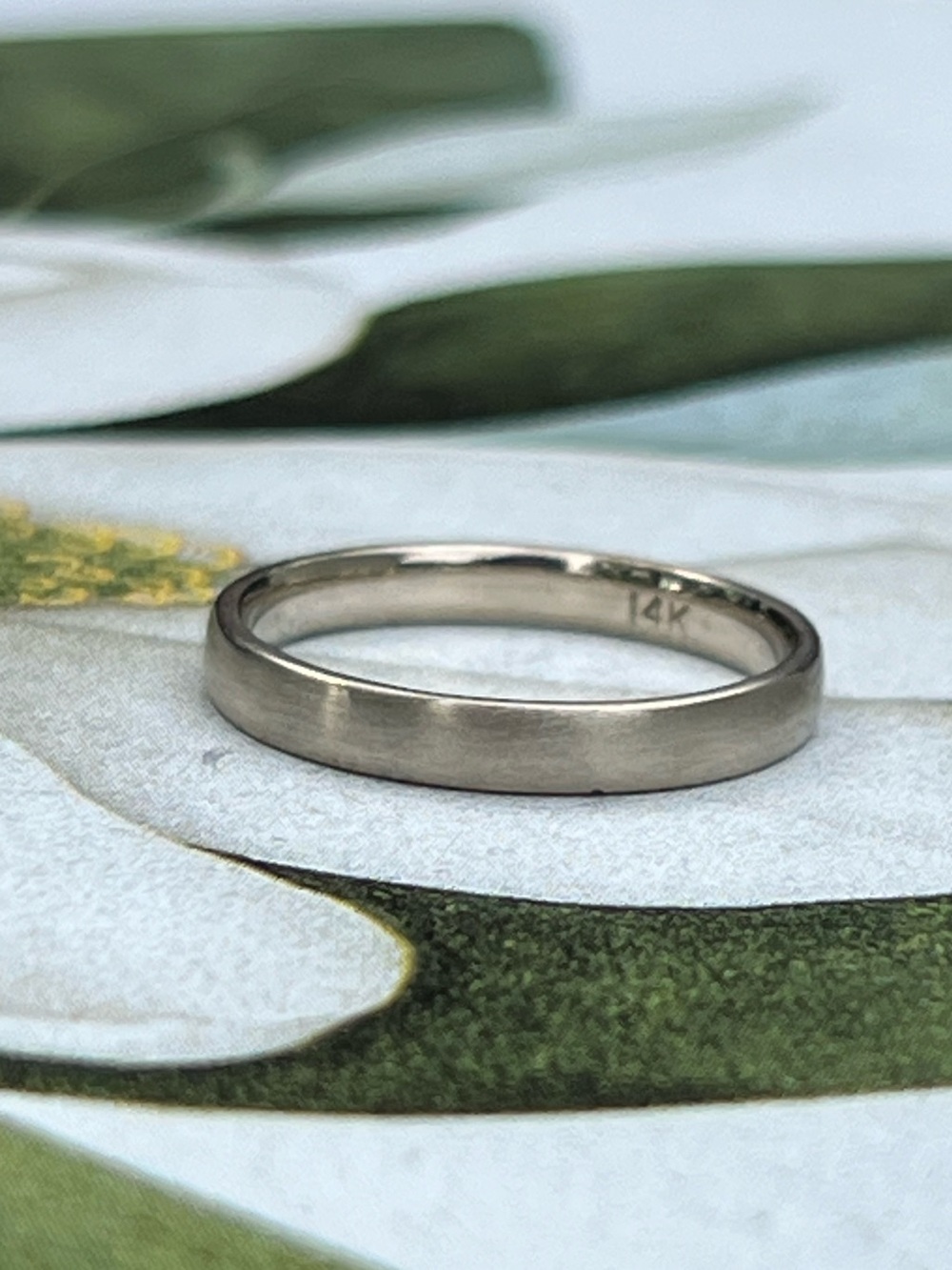 14K White Gold Band Ring